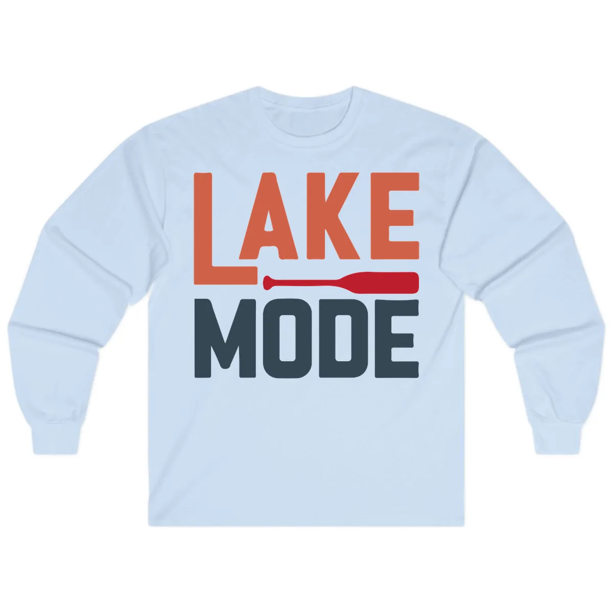 Lake Mode Paddle Design Long Sleeve in Light Blue