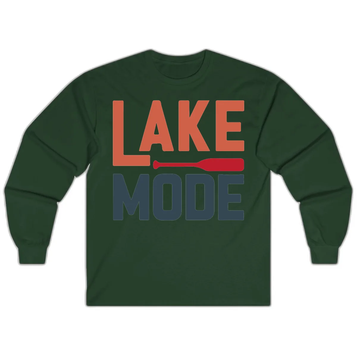 Lake Mode Paddle Design Long Sleeve in Forest Green
