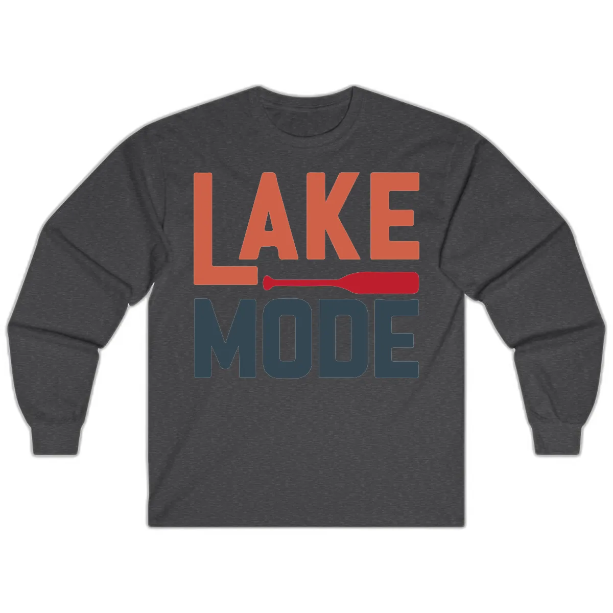 Lake Mode Paddle Design Long Sleeve in Dark Heather