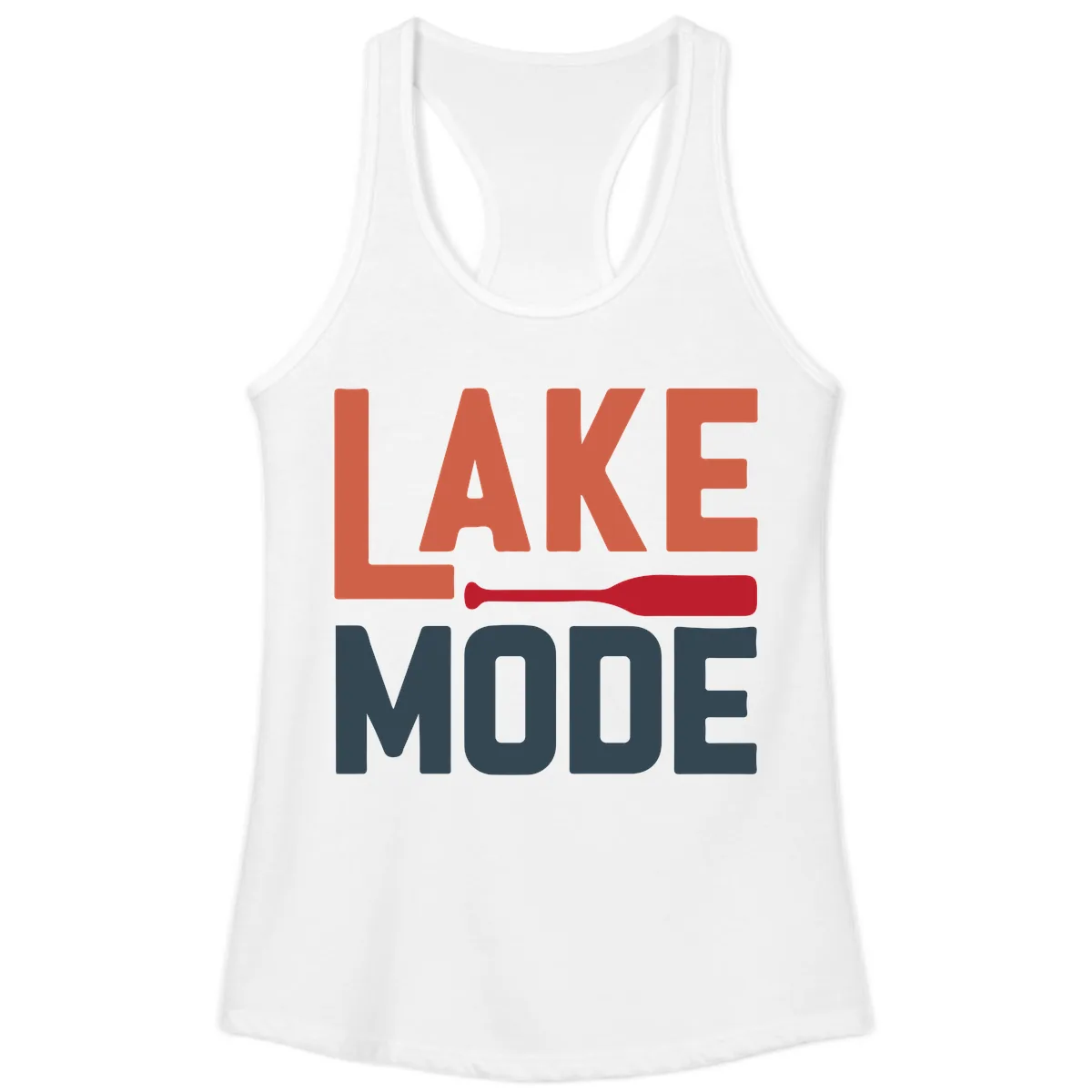 Lake Mode Paddle Design Ladies Tank in White
