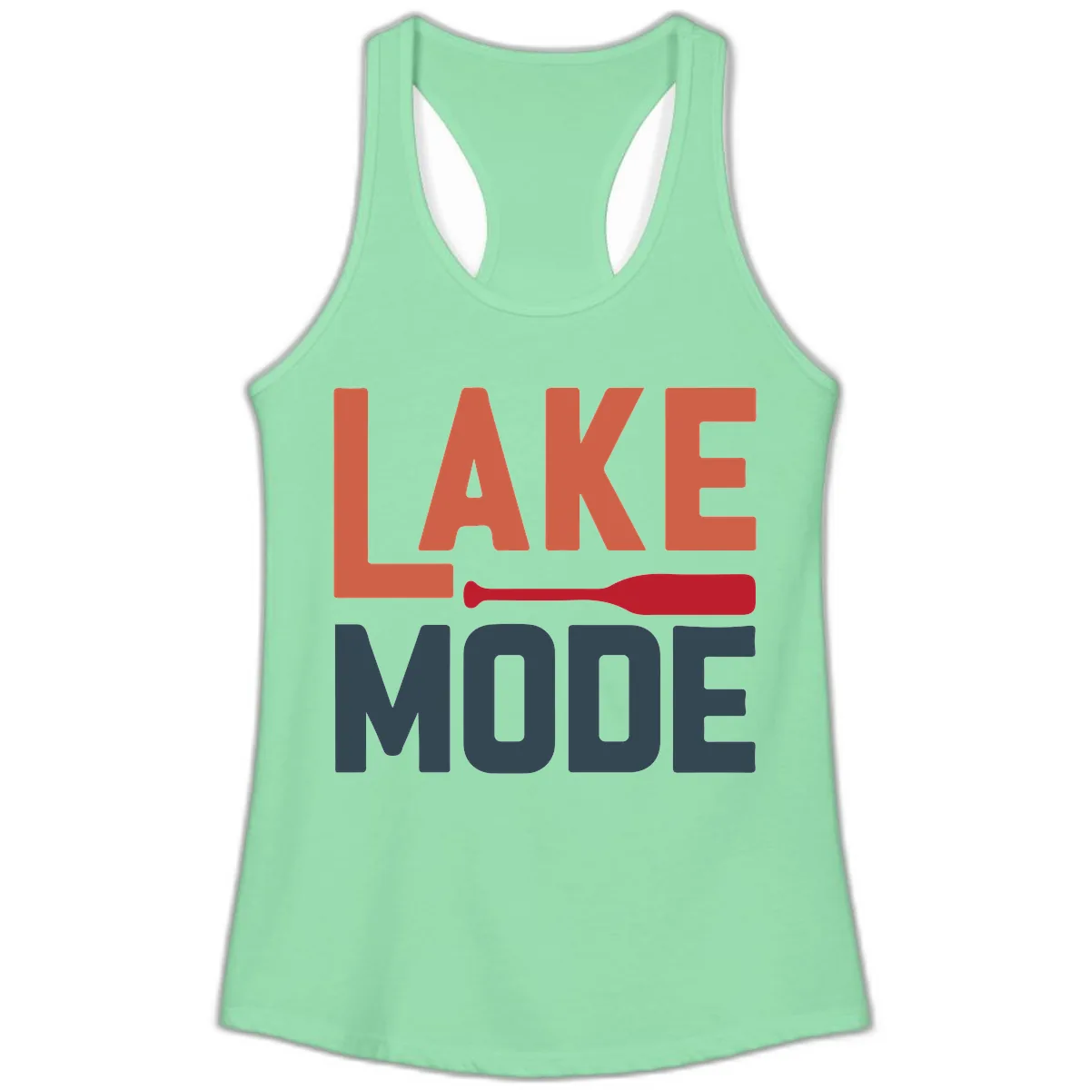 Lake Mode Paddle Design Ladies Tank in Solid Mint