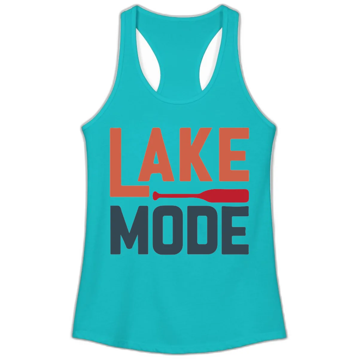 Lake Mode Paddle Design Ladies Tank in Tahiti Blue