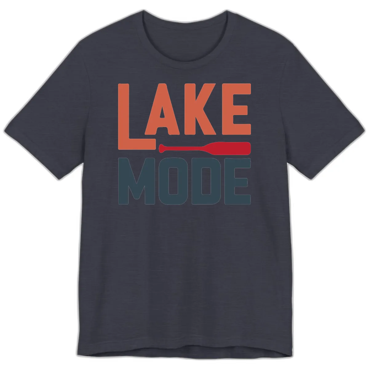 Lake Mode Paddle Design Premium T-Shirt in Heather Midnight Navy