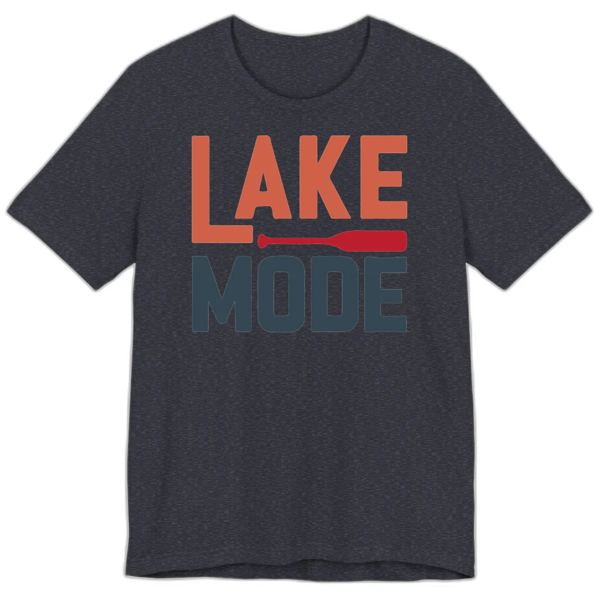Lake Mode Paddle Design Premium T-Shirt in Heather Navy