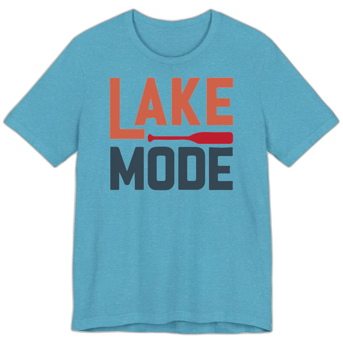 Lake Mode Paddle Design Premium T-Shirt in Heather Aqua