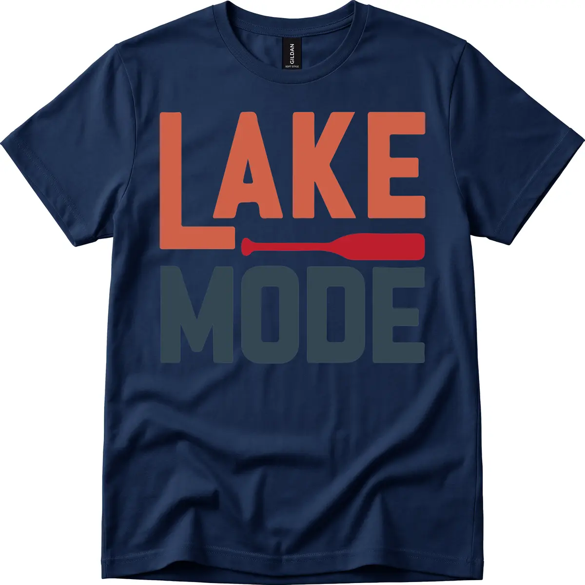 Lake Mode Paddle Design T-Shirt in Navy