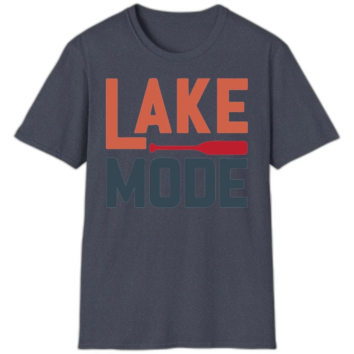 Lake Mode Paddle Design T-Shirt in Heather Navy