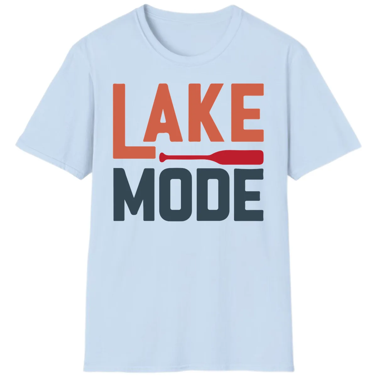 Lake Mode Paddle Design T-Shirt in Light Blue