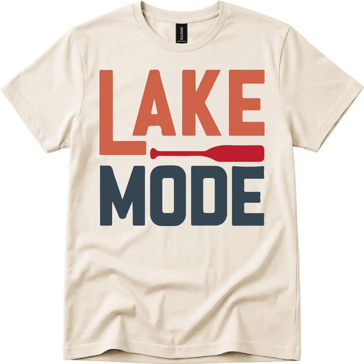 Lake Mode Paddle Design T-Shirt in Natural