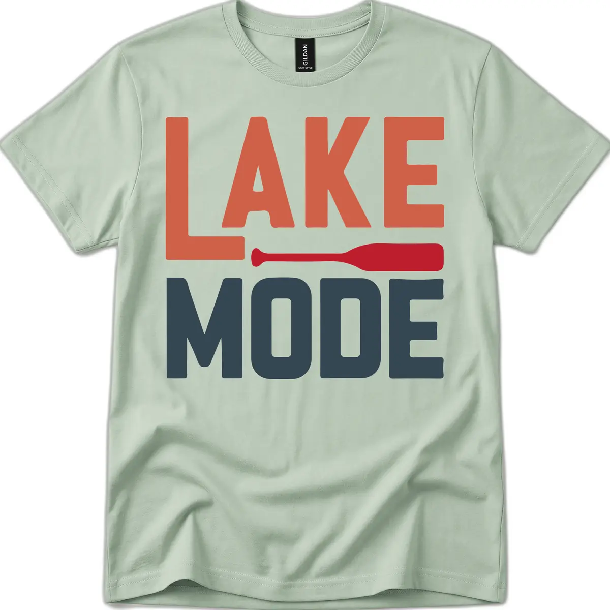 Lake Mode Paddle Design T-Shirt in Sage