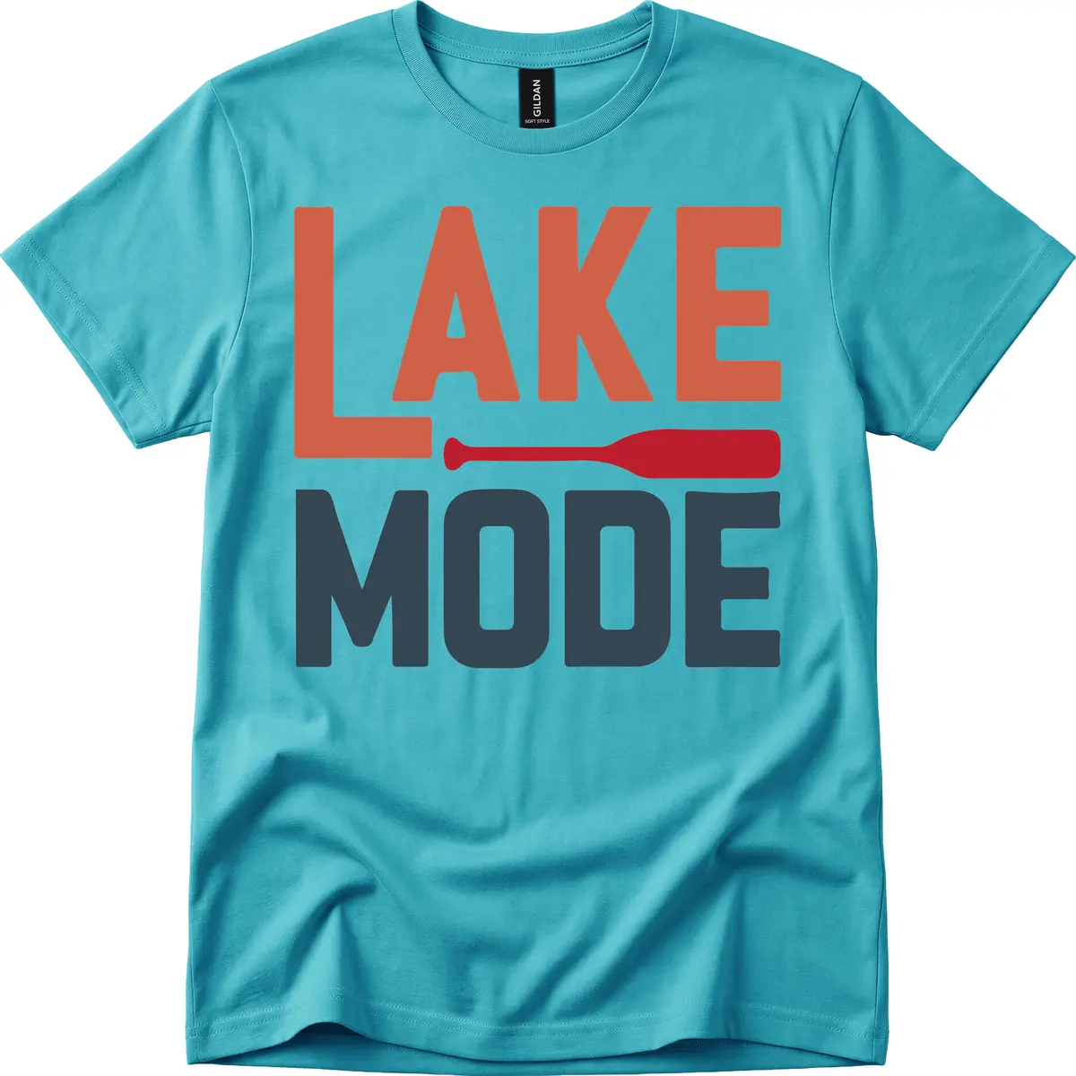 Lake Mode Paddle Design T-Shirt in Tropical Blue