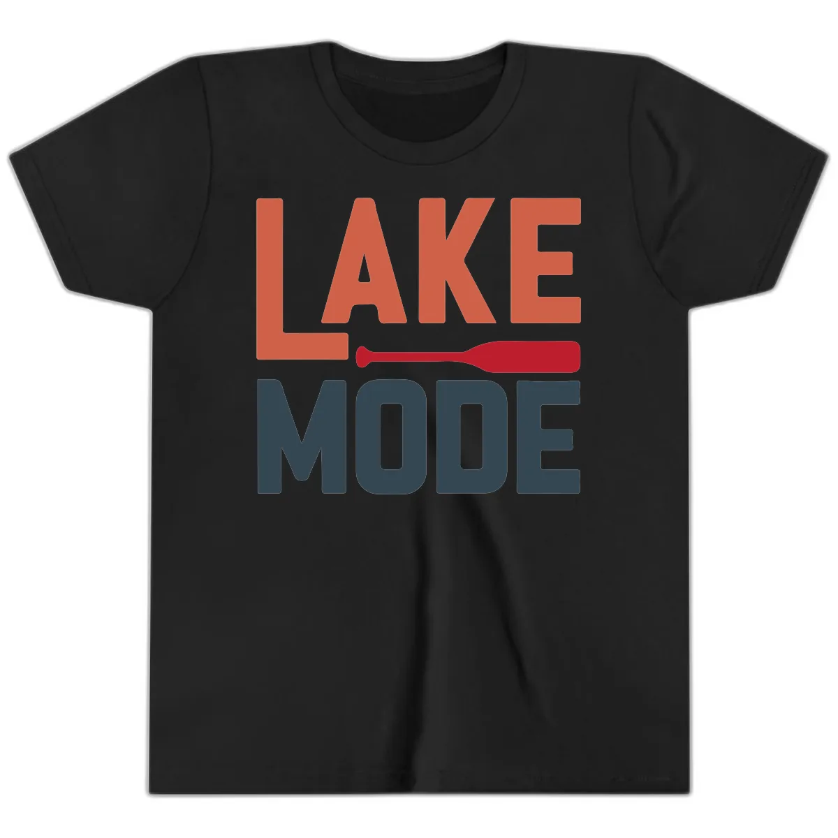 Lake Mode Paddle Design Youth T-Shirt in Black