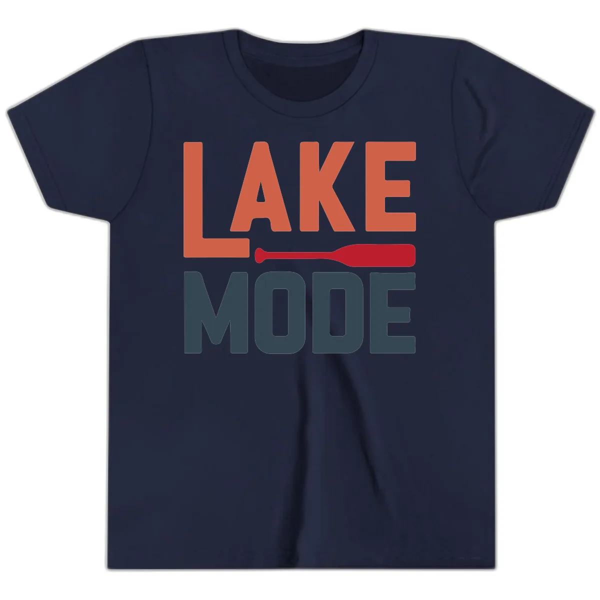 Lake Mode Paddle Design Youth T-Shirt in Navy