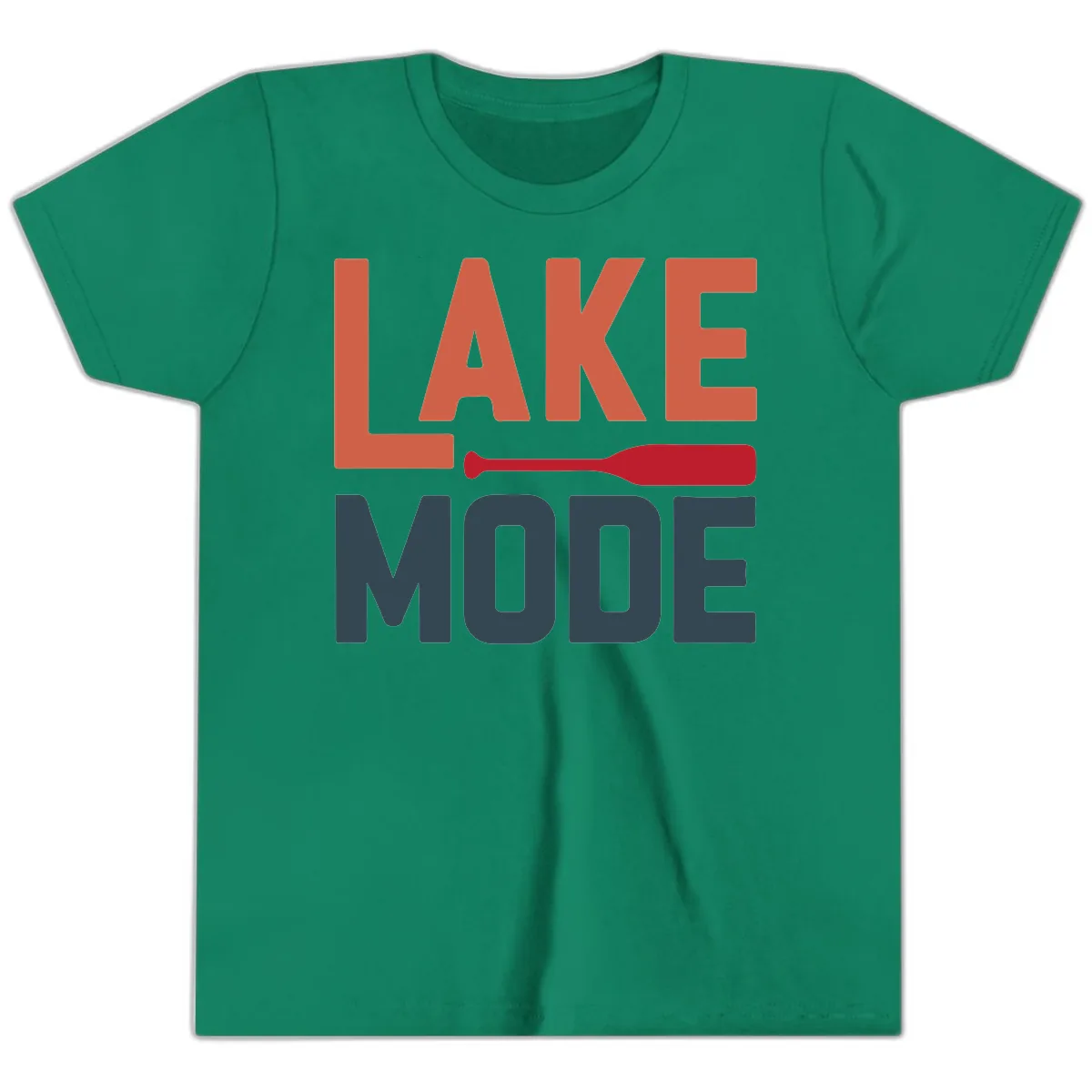 Lake Mode Paddle Design Youth T-Shirt in Kelly
