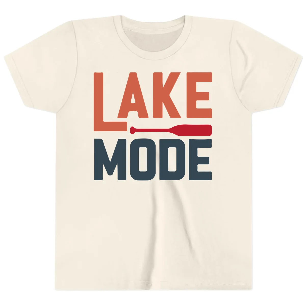 Lake Mode Paddle Design Youth T-Shirt in Natural