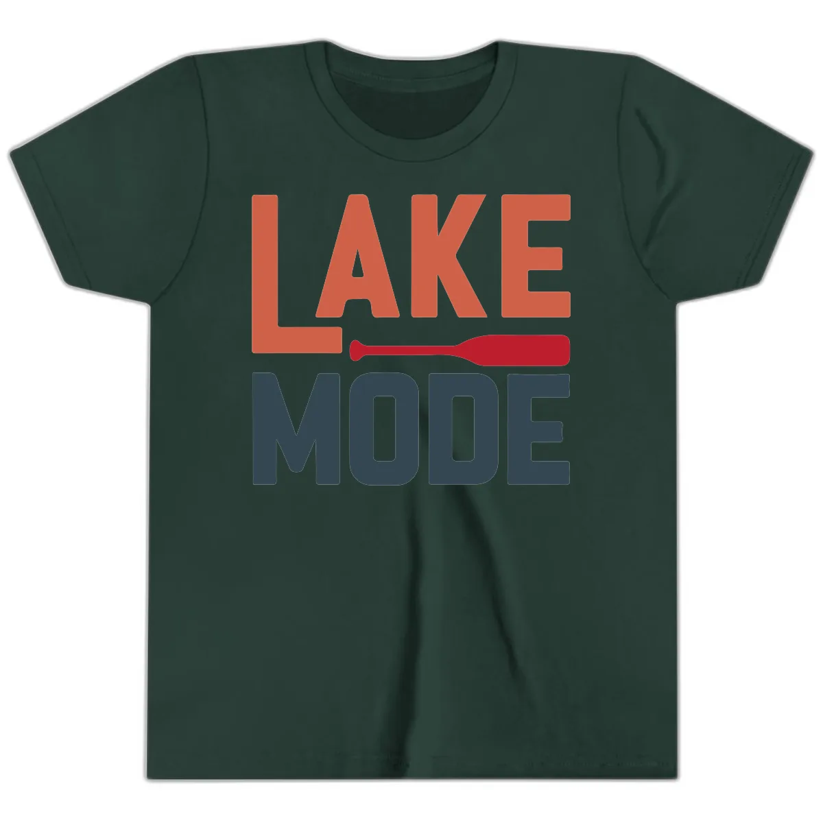 Lake Mode Paddle Design Youth T-Shirt in Forest