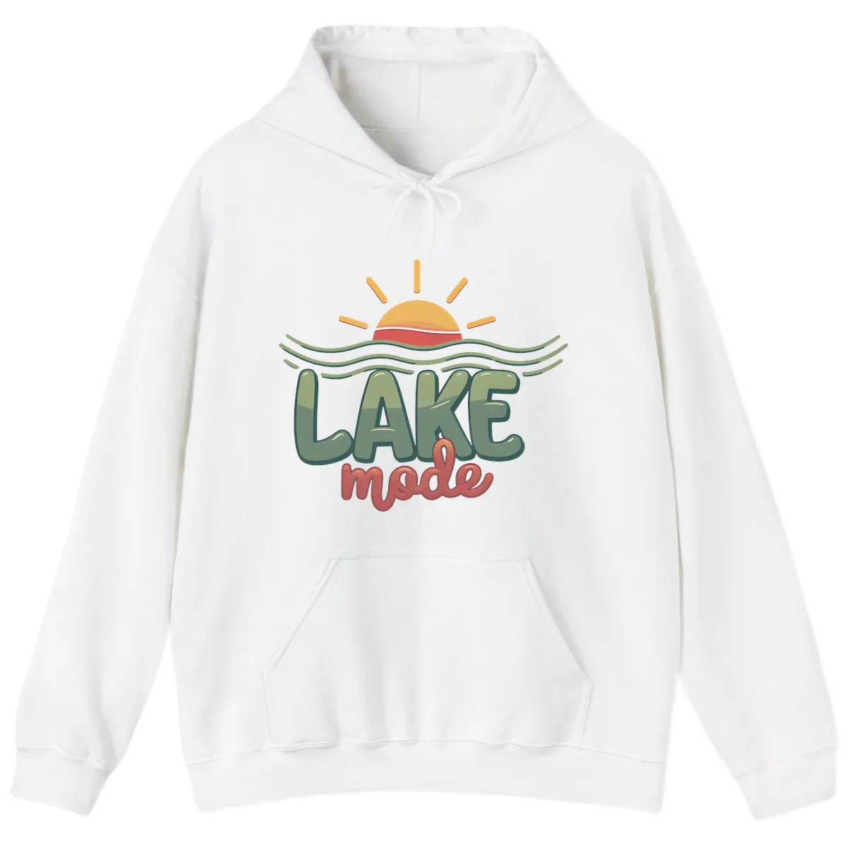 Lake Mode Sun and Waves Hoodie in White