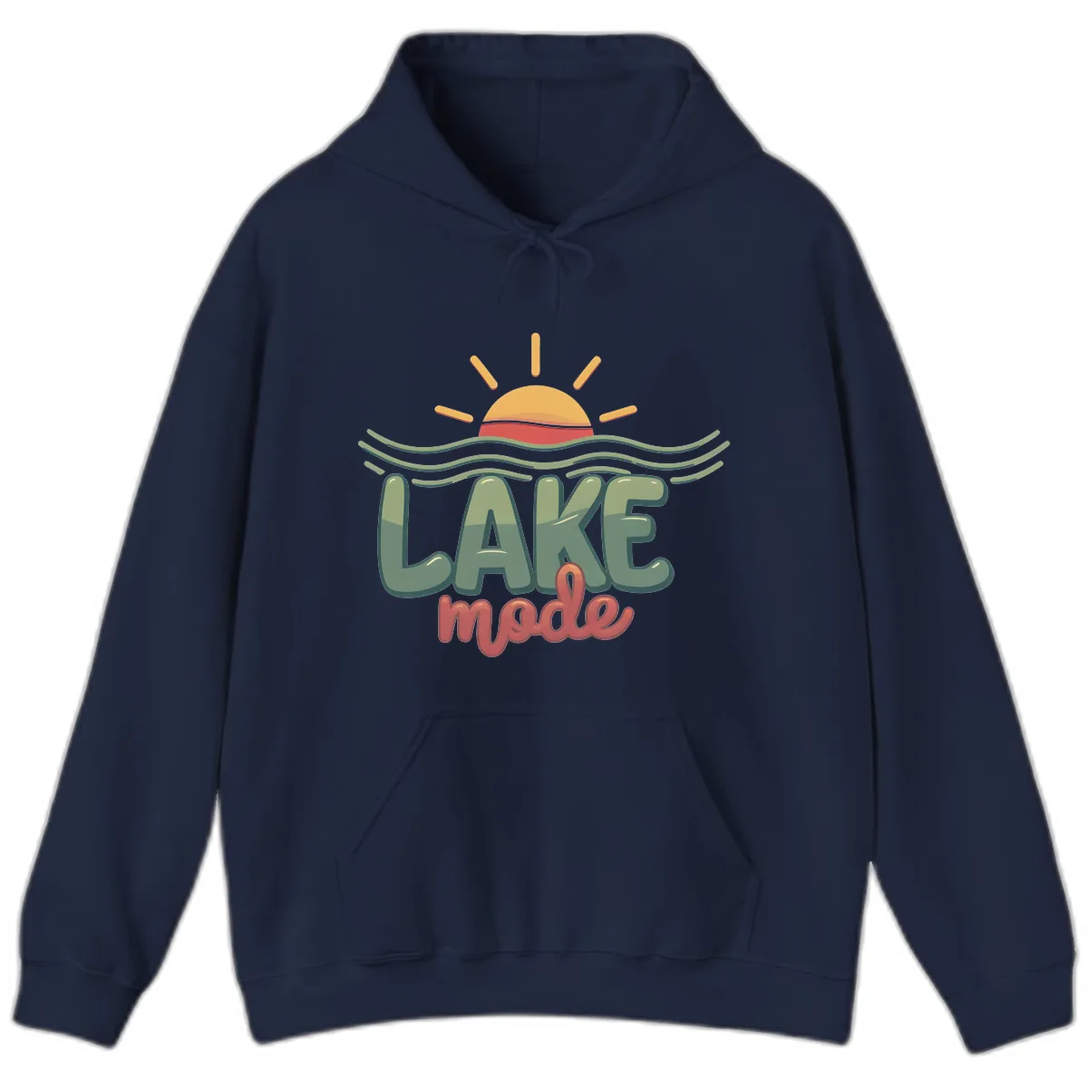 Lake Mode Sun and Waves Hoodie in Navy