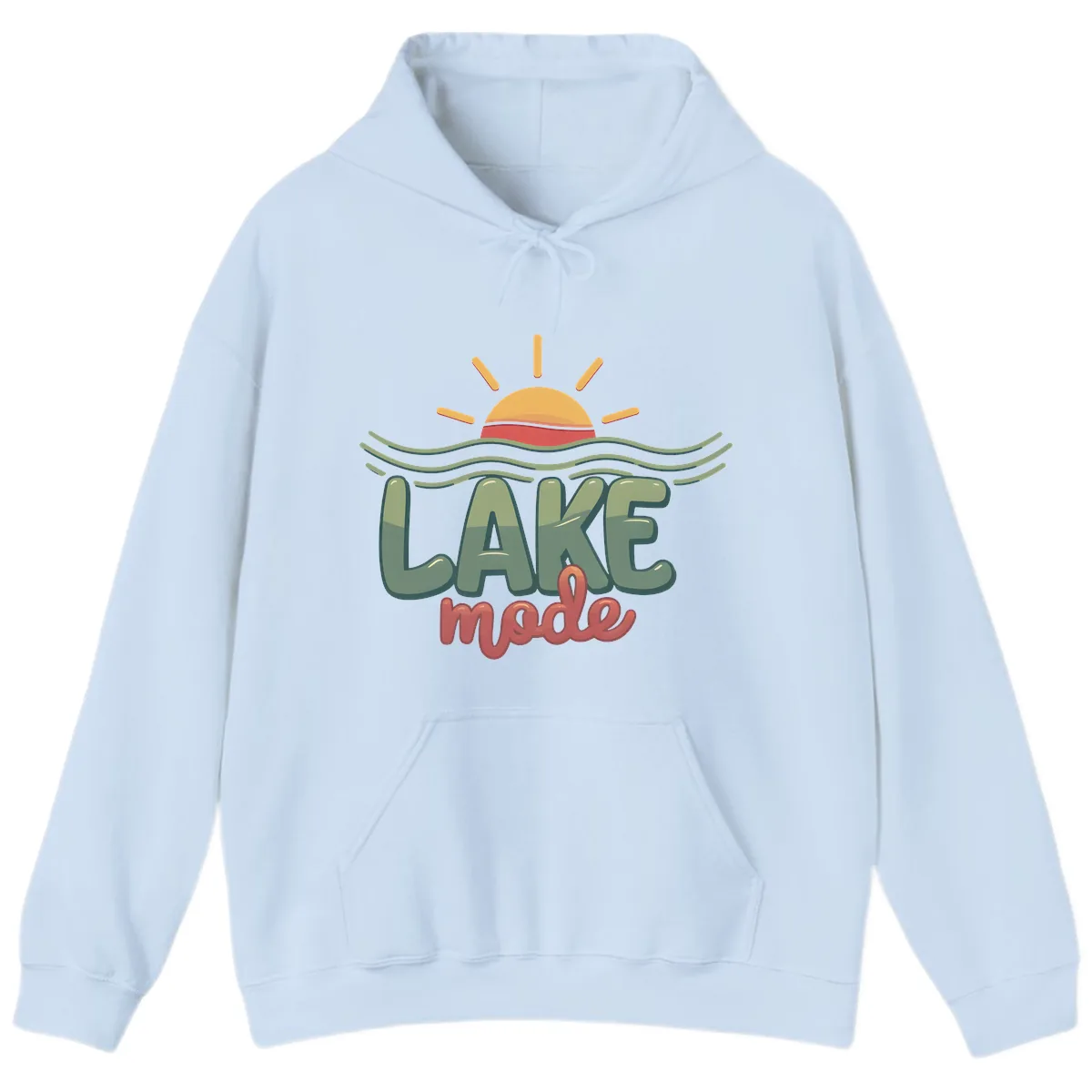 Lake Mode Sun and Waves Hoodie in Light Blue