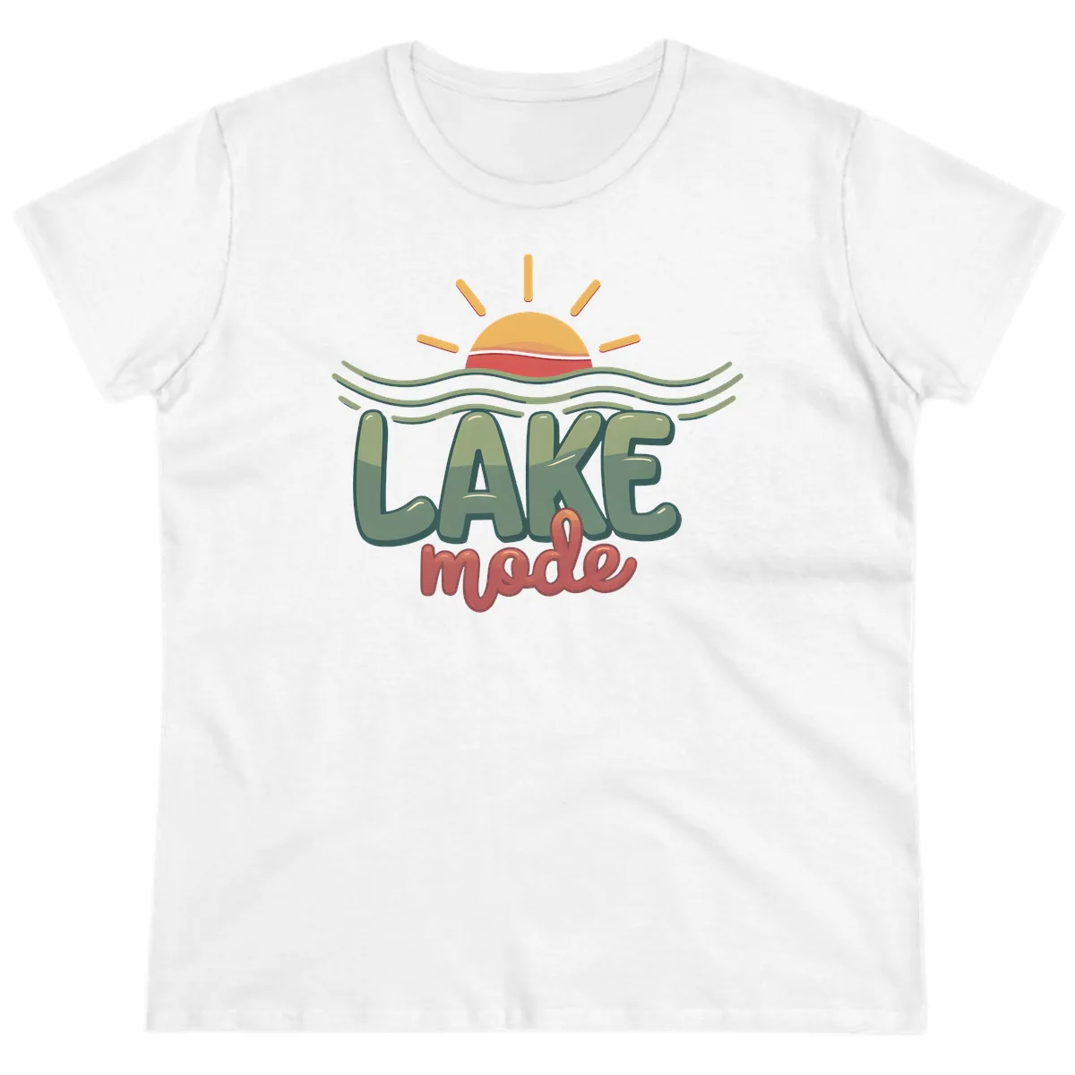 Lake Mode Sun and Waves Ladies Tee in White