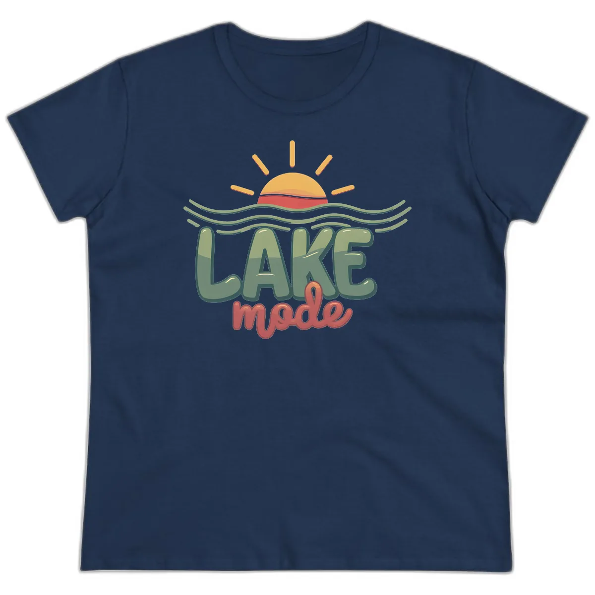 Lake Mode Sun and Waves Ladies Tee in Navy