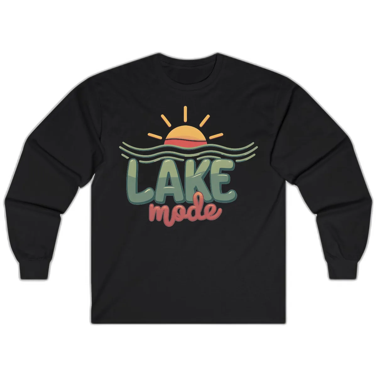 Lake Mode Sun and Waves Long Sleeve in Black