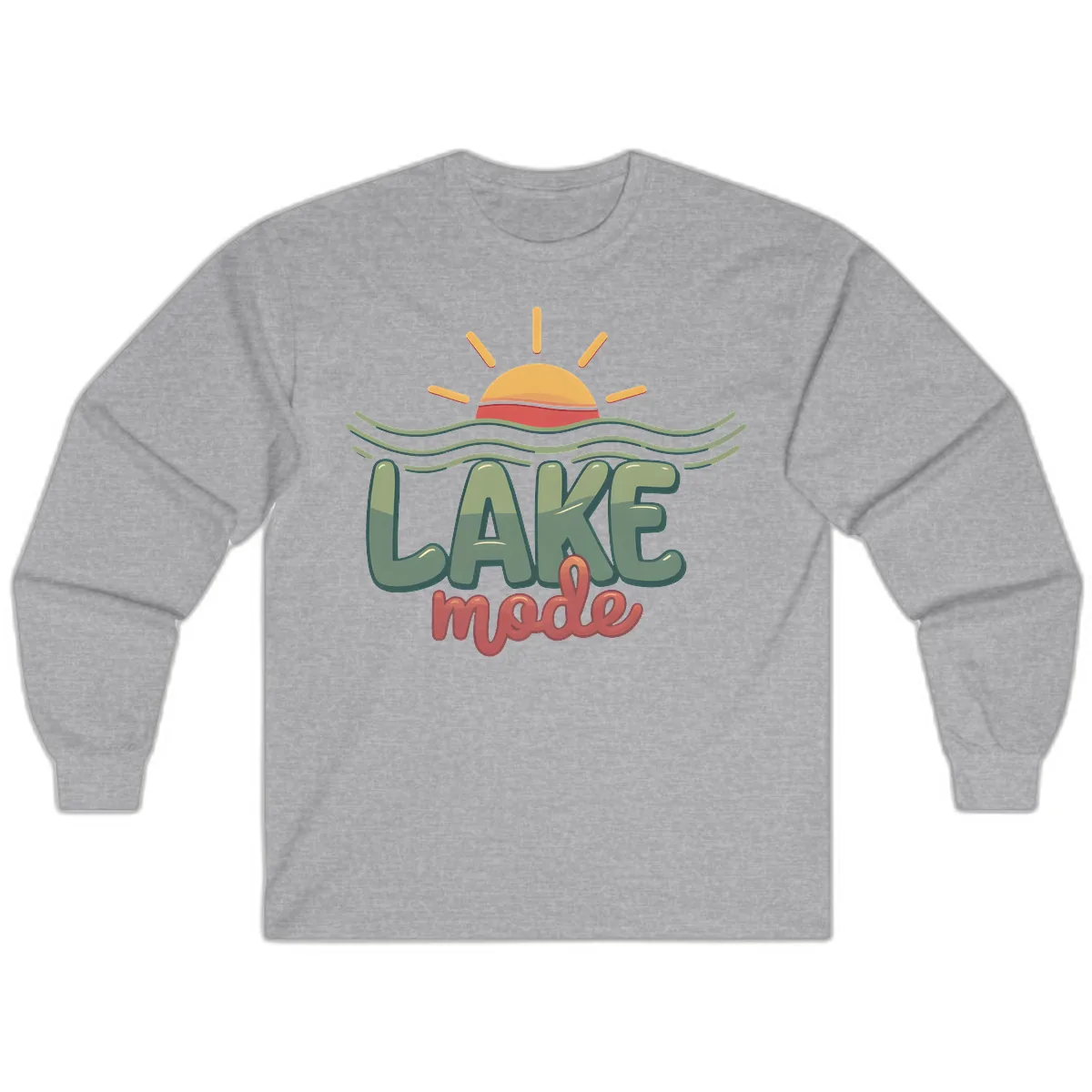 Lake Mode Sun and Waves Long Sleeve in Sport Grey