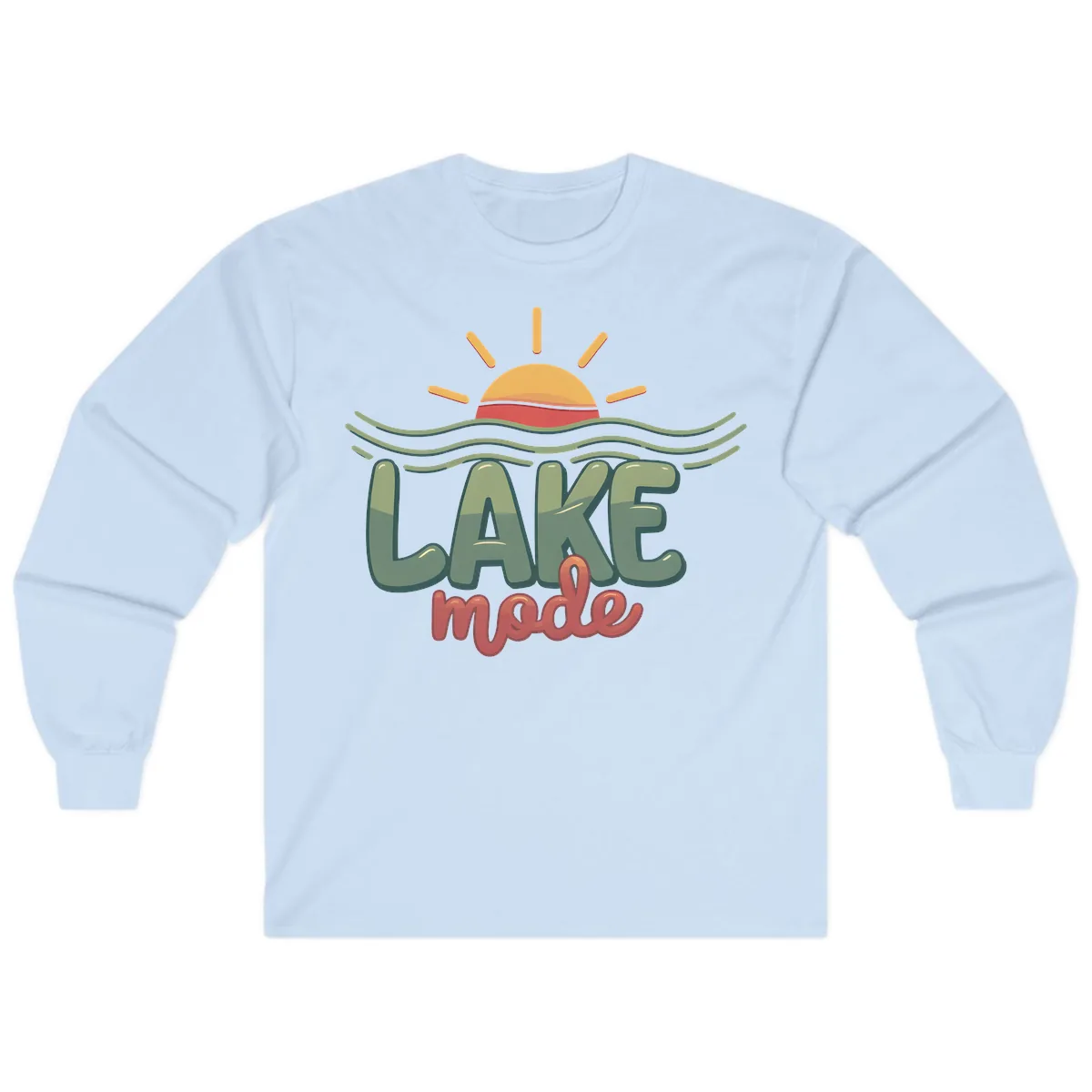 Lake Mode Sun and Waves Long Sleeve in Light Blue