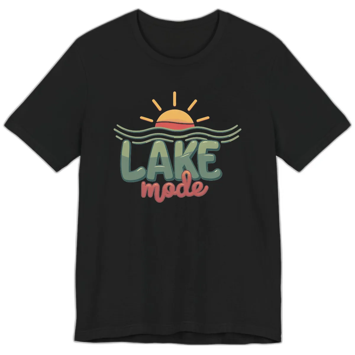 Lake Mode Sun and Waves Premium T-Shirt in Black