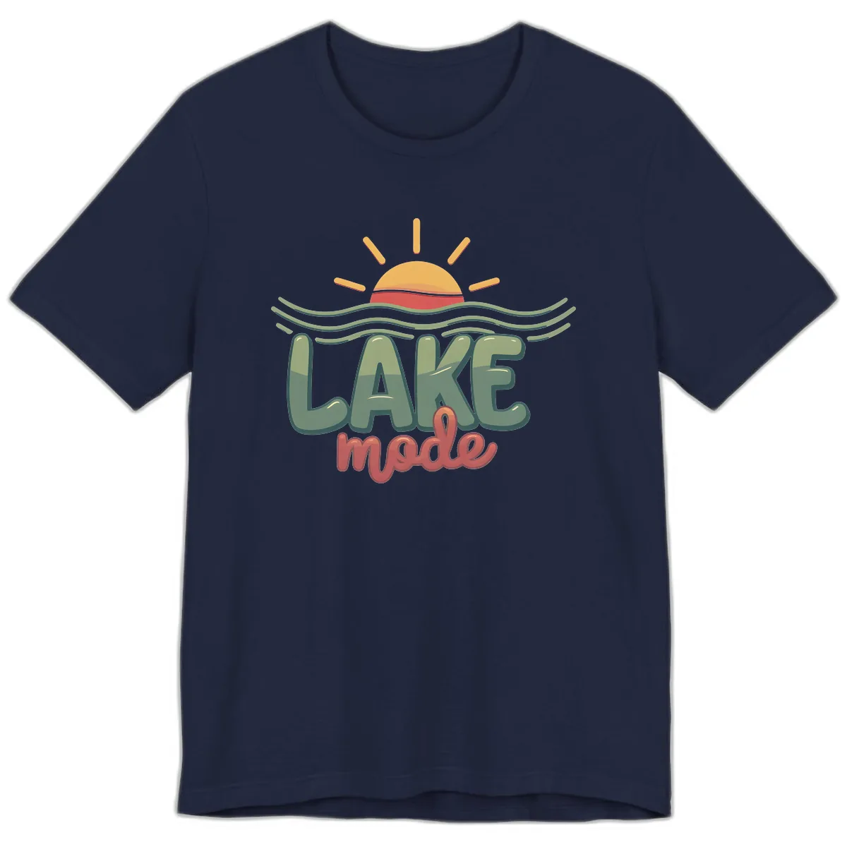 Lake Mode Sun and Waves Premium T-Shirt in Navy
