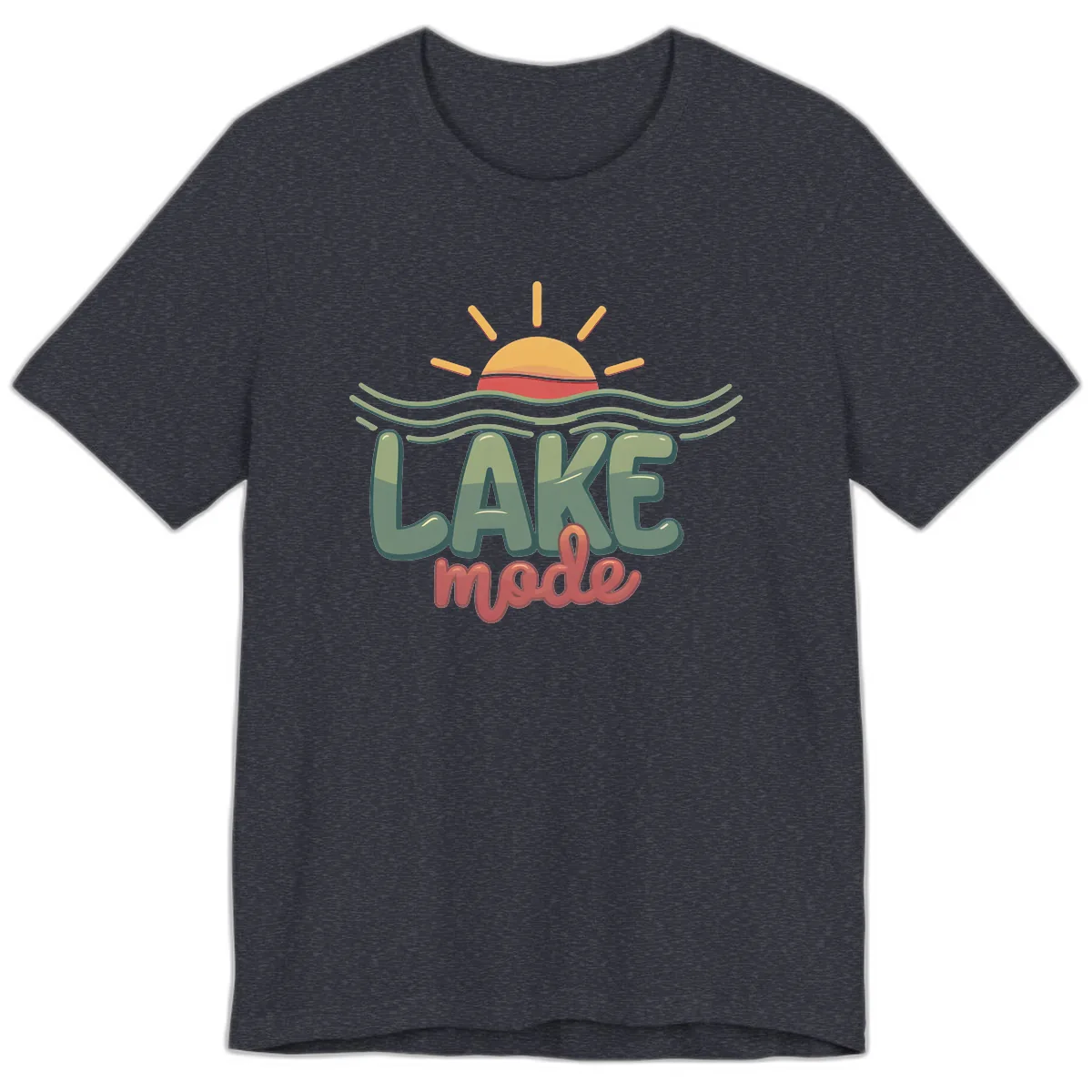 Lake Mode Sun and Waves Premium T-Shirt in Heather Navy