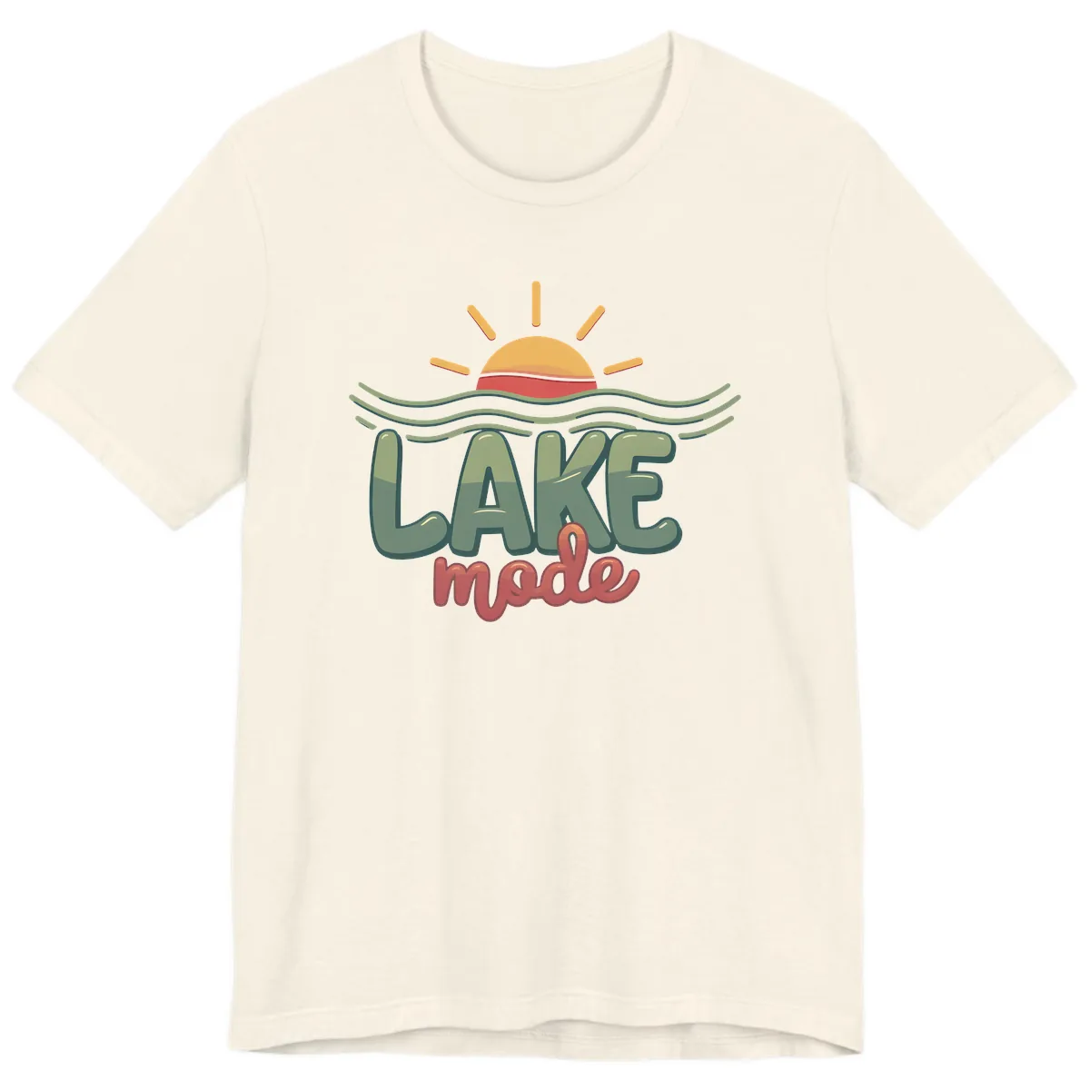 Lake Mode Sun and Waves Premium T-Shirt in Natural
