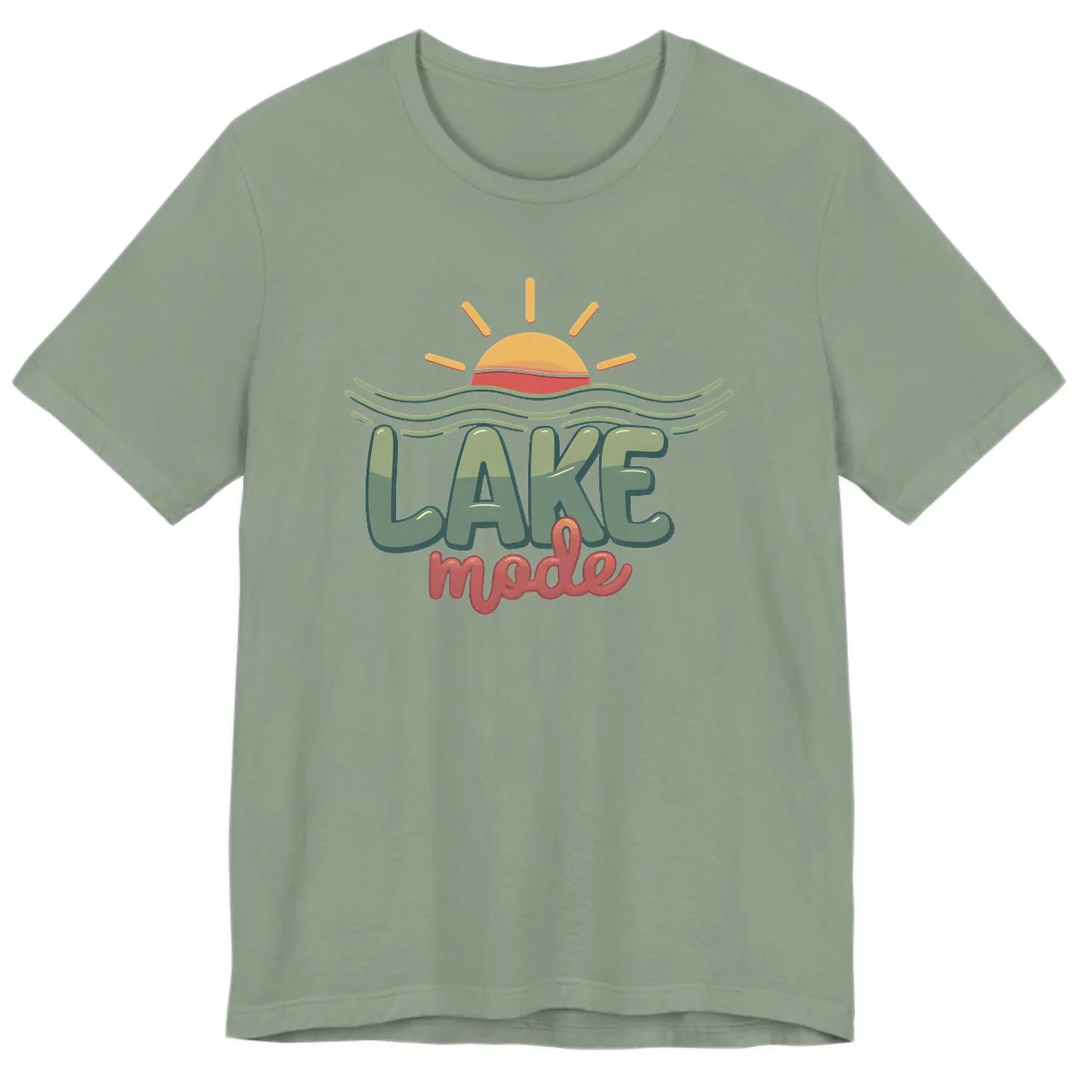 Lake Mode Sun and Waves Premium T-Shirt in Sage