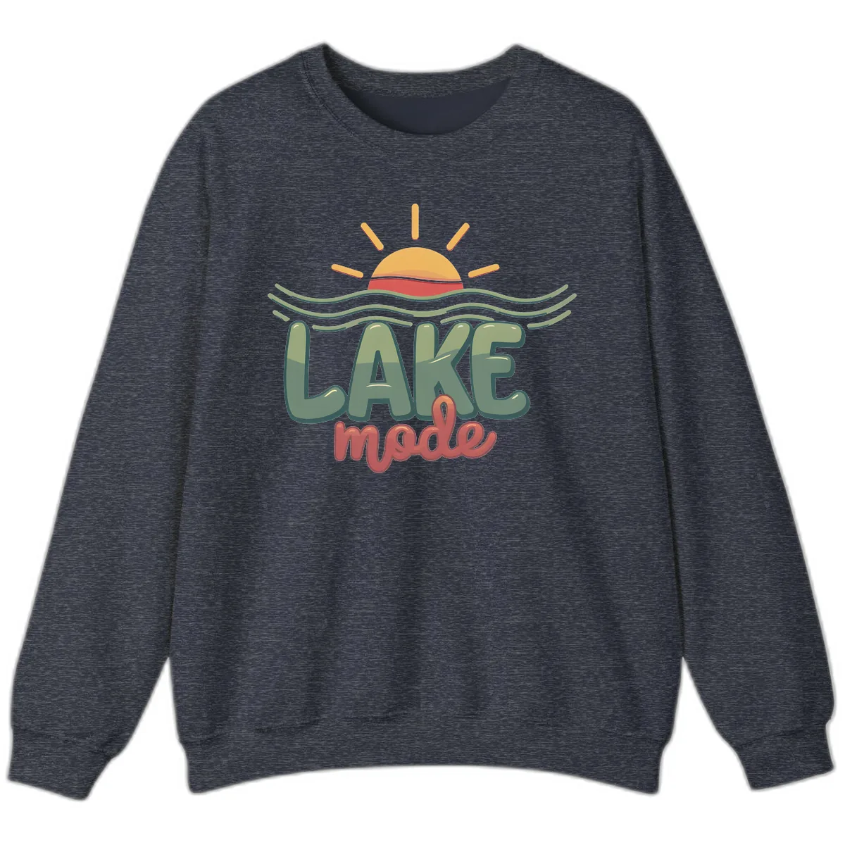 Lake Mode Sun and Waves Sweatshirt in Heather Sport Dark Navy