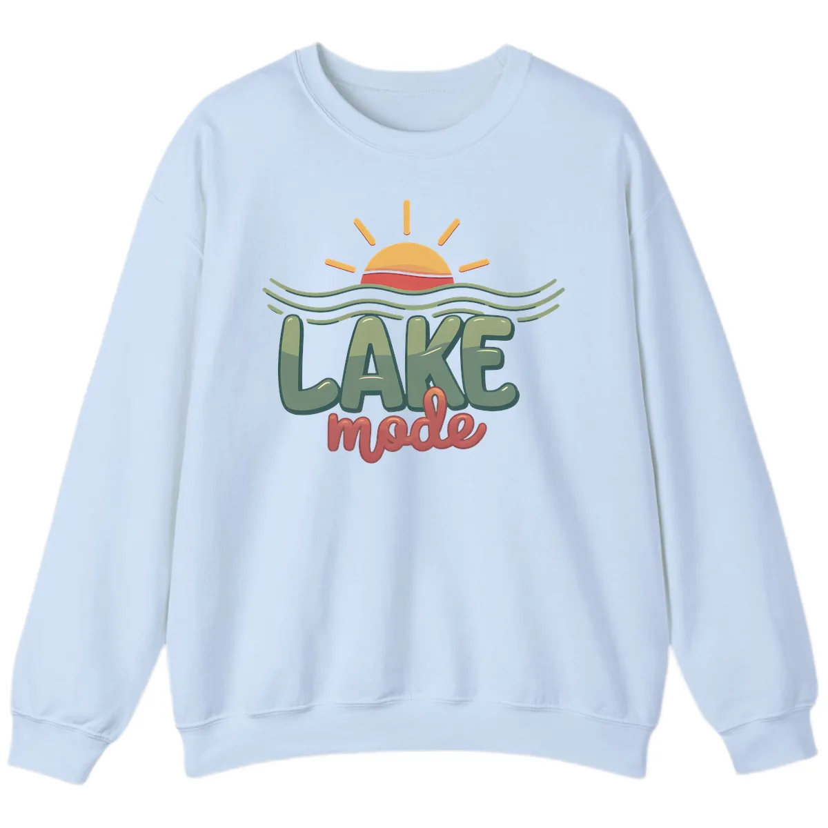Lake Mode Sun and Waves Sweatshirt in Light Blue