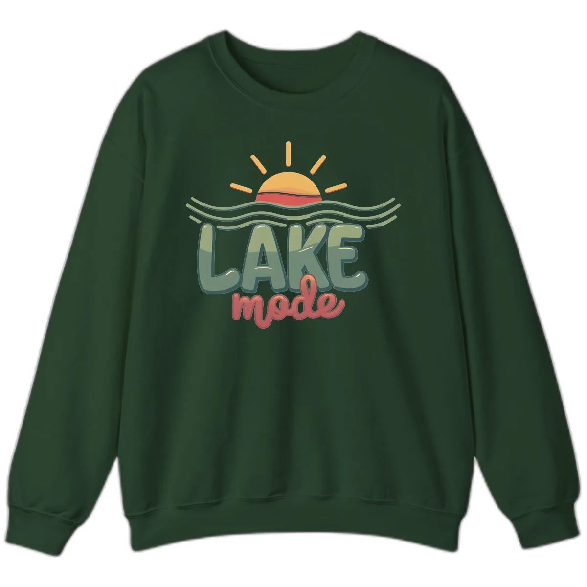 Lake Mode Sun and Waves Sweatshirt in Forest Green