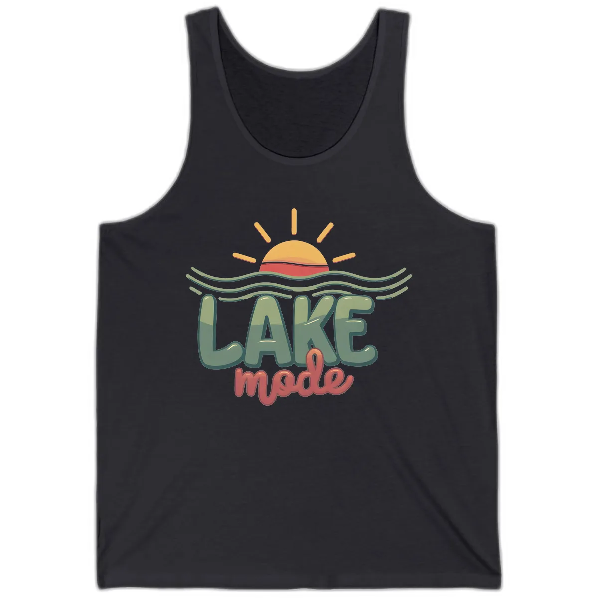 Lake Mode Sun and Waves Tank in Dark Grey