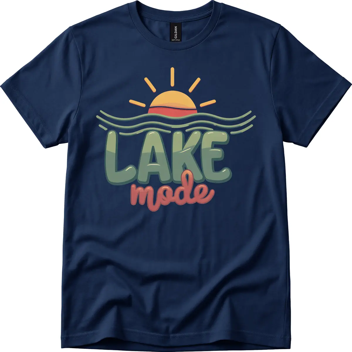 Lake Mode Sun and Waves T-Shirt in Navy