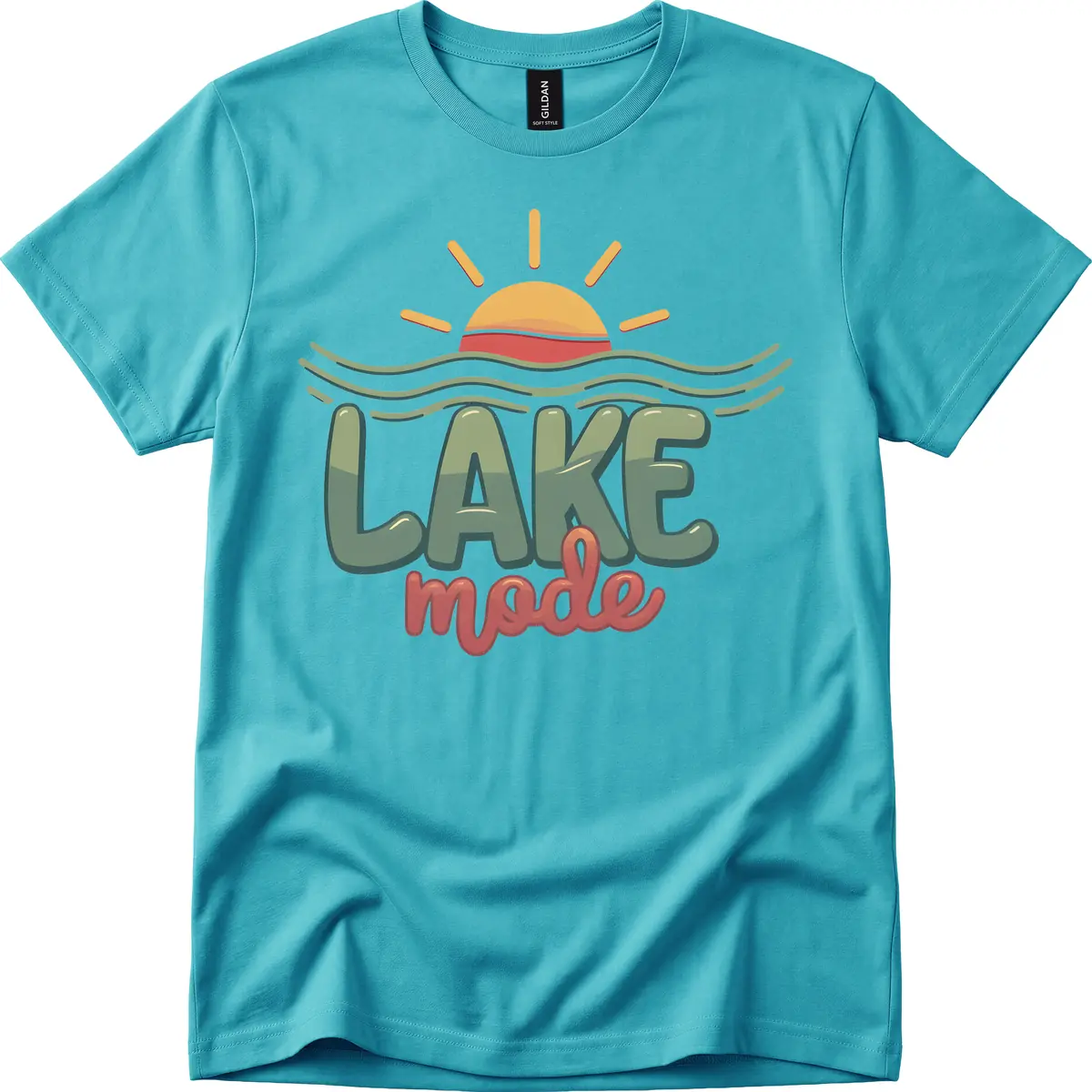 Lake Mode Sun and Waves T-Shirt in Tropical Blue