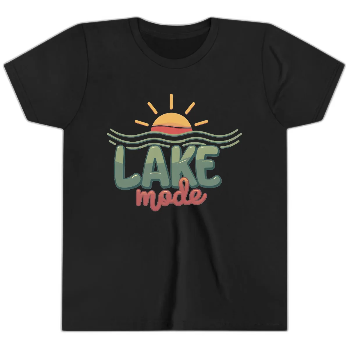 Lake Mode Sun and Waves Youth T-Shirt in Black