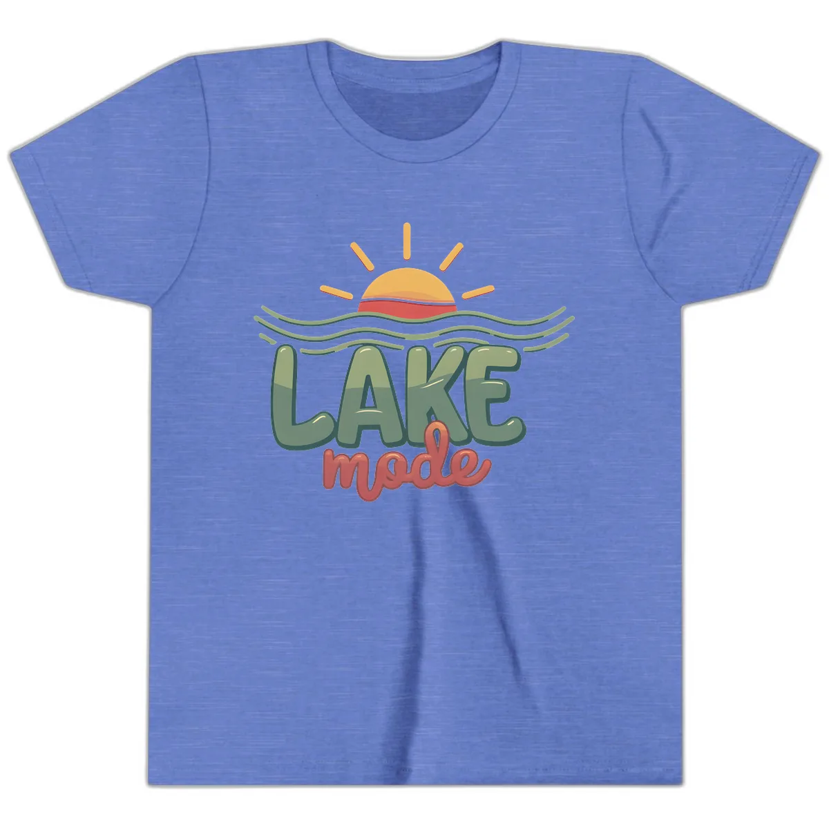 Lake Mode Sun and Waves Youth T-Shirt in Heather Columbia Blue