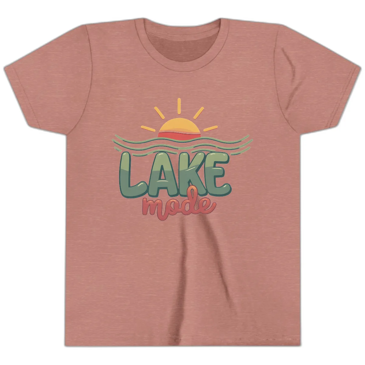 Lake Mode Sun and Waves Youth T-Shirt in Heather Mauve