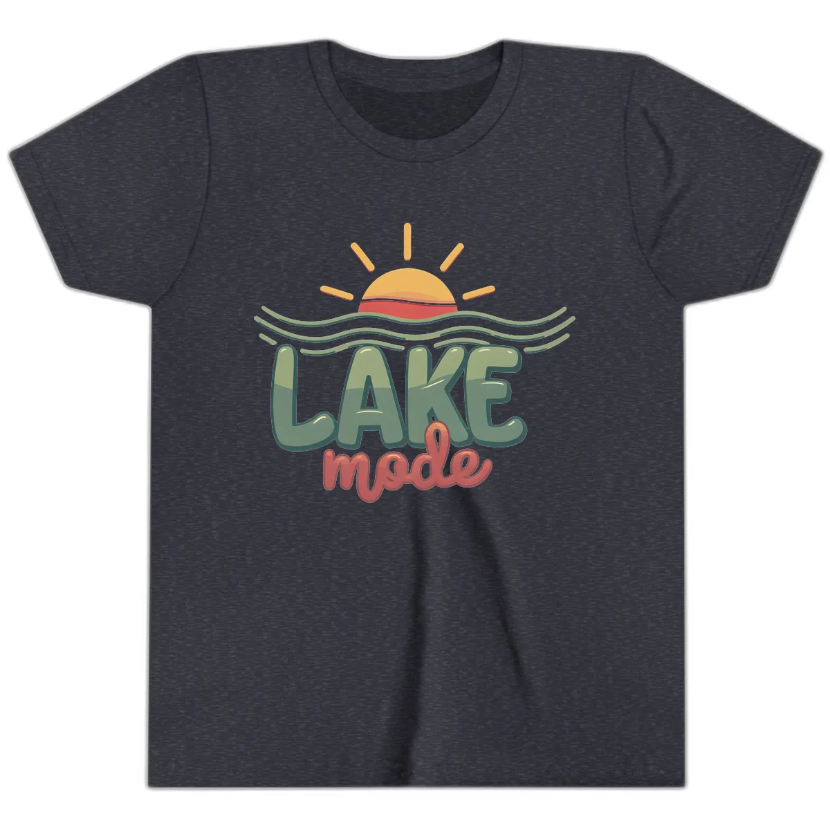 Lake Mode Sun and Waves Youth T-Shirt in Heather Navy