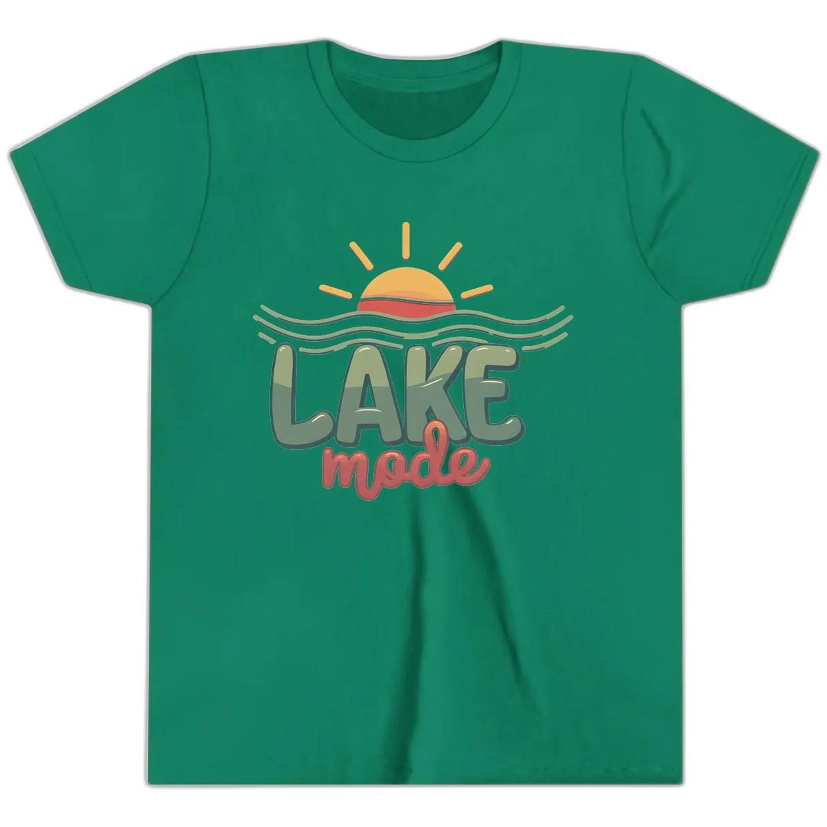 Lake Mode Sun and Waves Youth T-Shirt in Kelly
