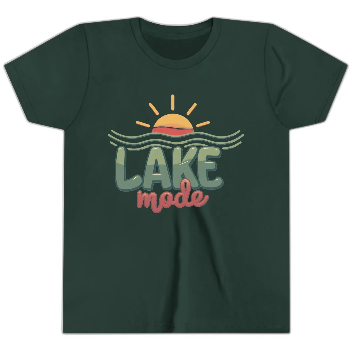 Lake Mode Sun and Waves Youth T-Shirt in Forest