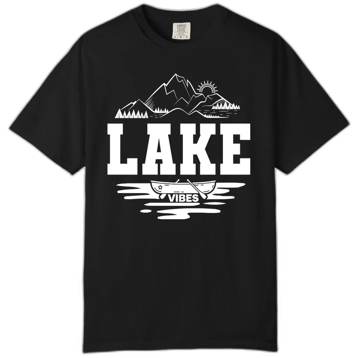 Lake Vibes Mountain Canoe Adventure Comfort Color in Black