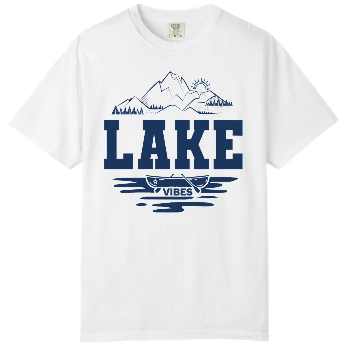 Lake Vibes Mountain Canoe Adventure Comfort Color in White