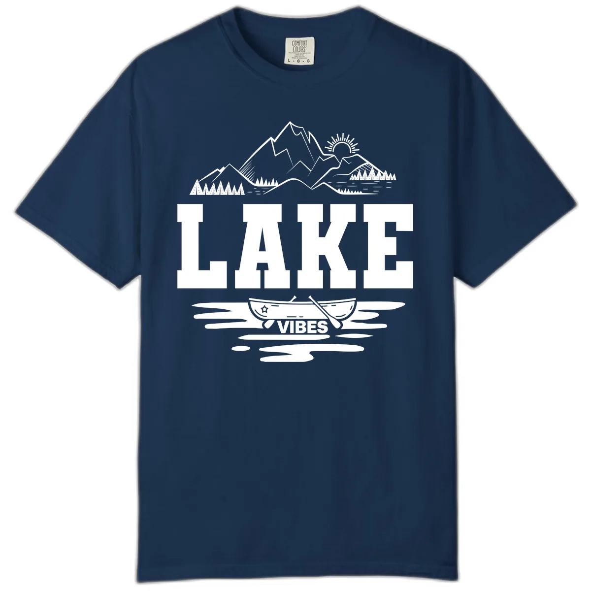 Lake Vibes Mountain Canoe Adventure Comfort Color in Navy
