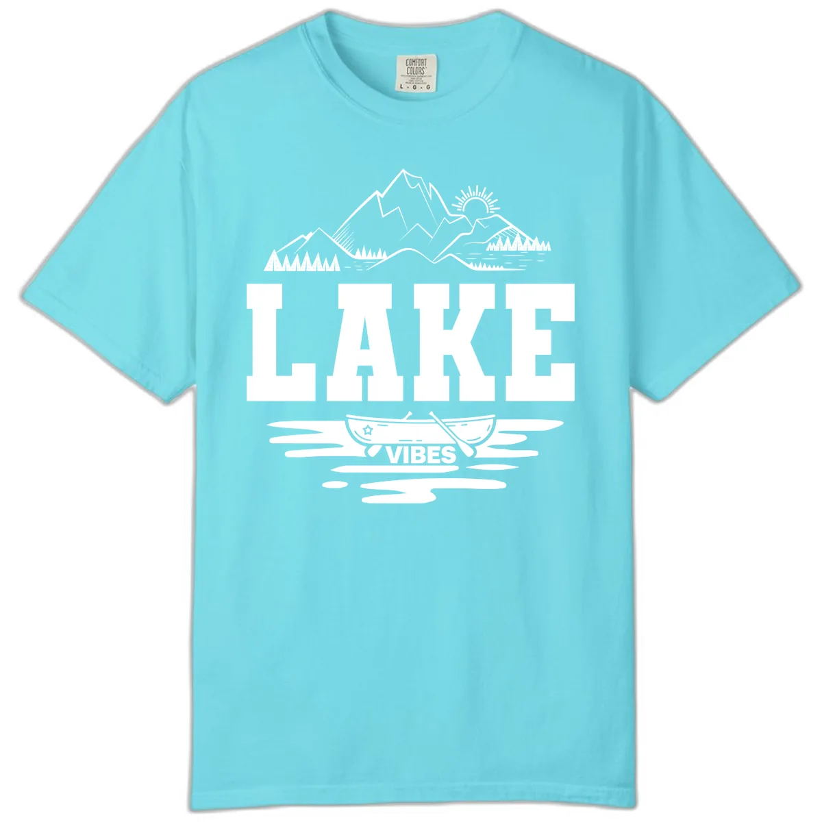 Lake Vibes Mountain Canoe Adventure Comfort Color in Lagoon Blue