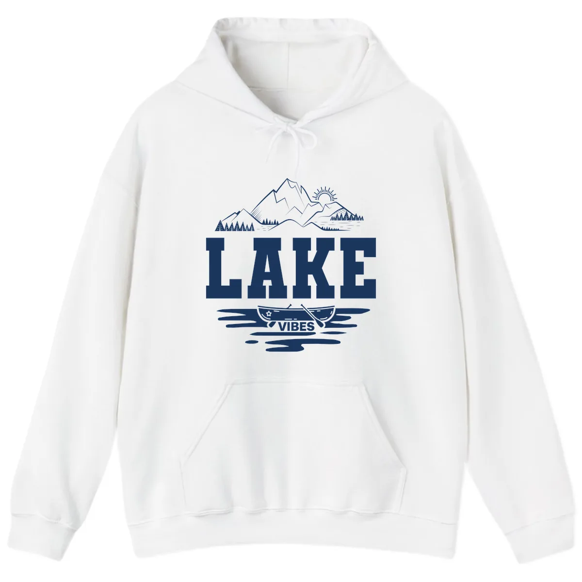 Lake Vibes Mountain Canoe Adventure Hoodie in White